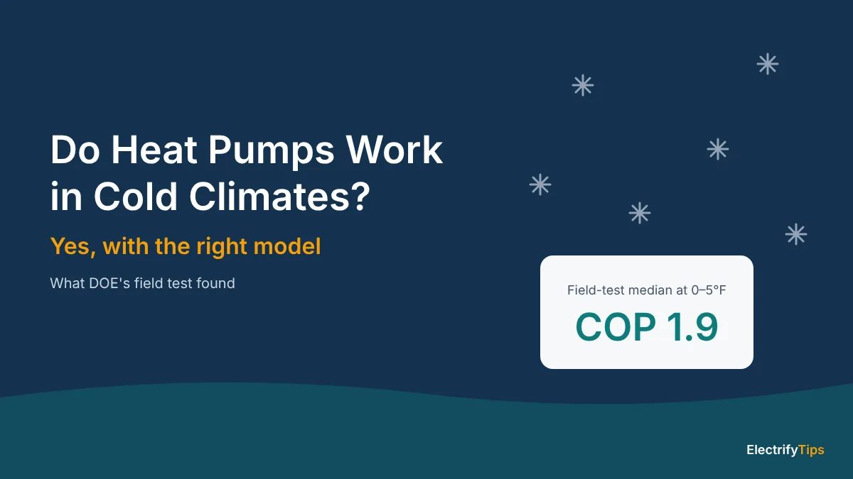 Do heat pumps work in cold climates? Yes with the right model: DOE field-test median COP of 1.9 at 0 to 5°F