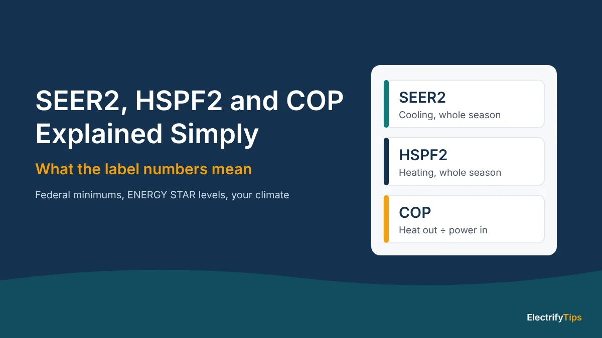SEER2, HSPF2 and COP explained: what heat pump label numbers mean